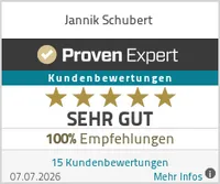 ProvenExpert-Siegel: 5,0 von 5 Sternen bei 15 Kundenbewertungen